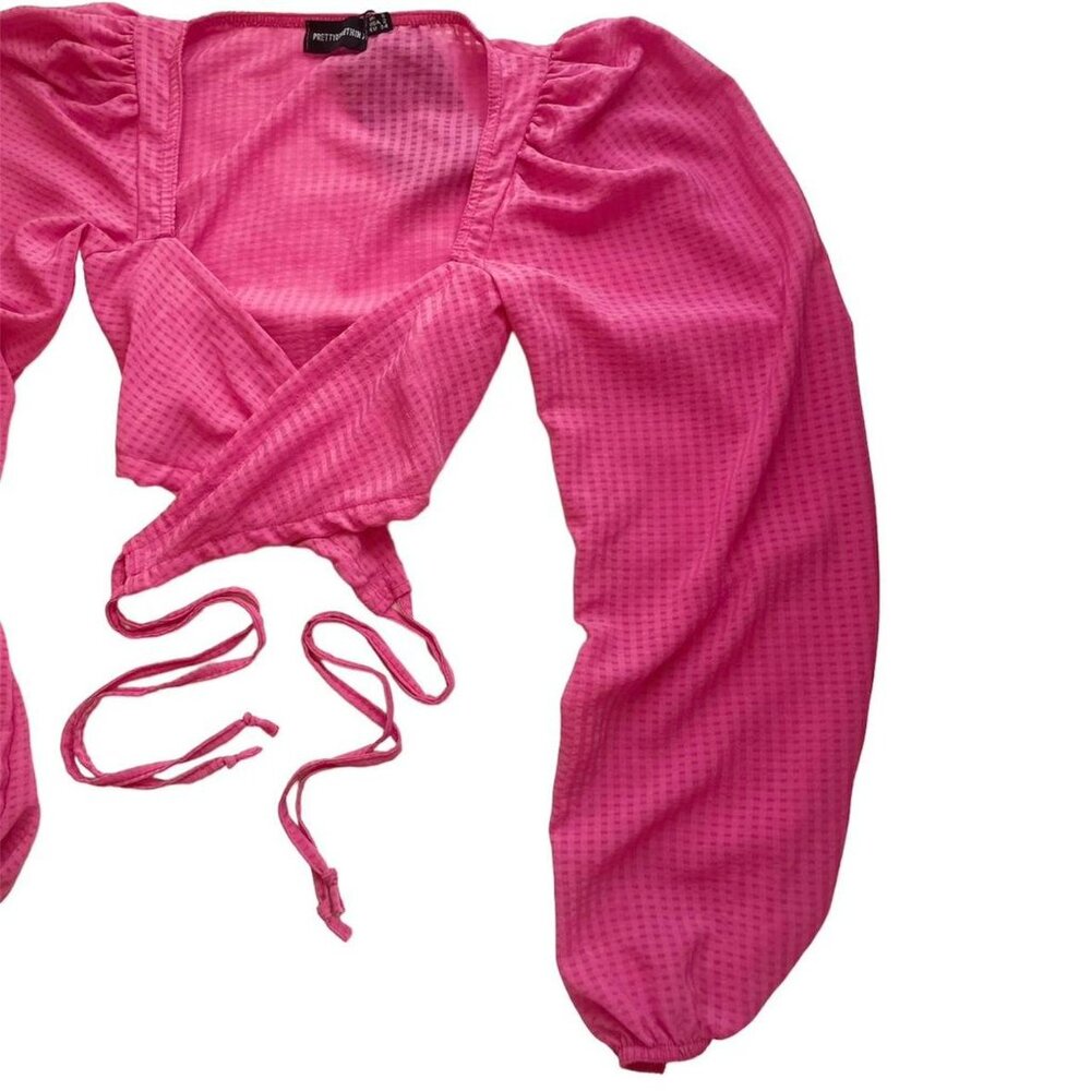PINK CROP BLOUSE TOP LONG SLEEVES